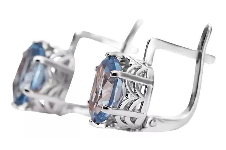 Silber 925 Russische Stil aquamarine Ohrringe vec003s Jahr