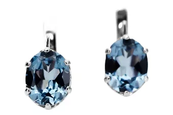 Plata 925 Ruso estilo aquamarine pendientes vec003s Vintage