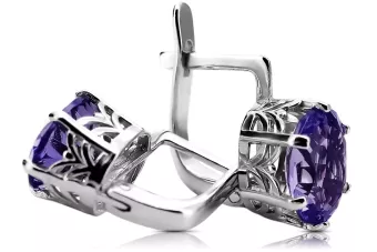 Pendientes alejandrita estilo ruso plata 925 vec003s