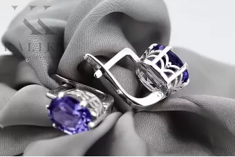 Silver 925 Russian style alexandrite earrings vec003s Russian Soviet style