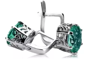 Srebrne kolczyki styl Rosyjski 925 z szmaragdem vec003s Vintage