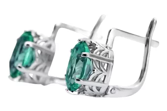 Серьги из серебра 925 пробы с изумрудами в русском стиле vec003s Винтаж