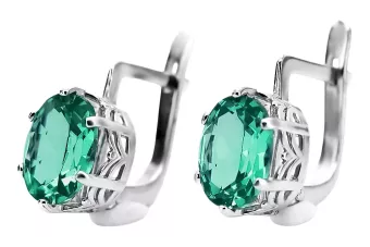 Silver 925 Russian style emerald earrings vec003s Vintage Russian Soviet style