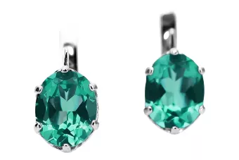 Srebrne kolczyki styl Rosyjski 925 z szmaragdem vec003s Vintage