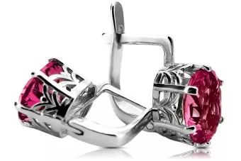 Сребърни 925 рубинови обеци в руски стил