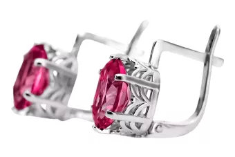 Silver 925 Russian style ruby earrings vec003s Vintage Russian Soviet style