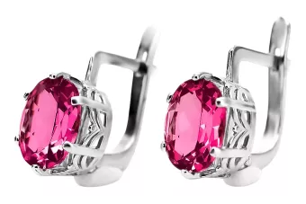 Silver 925 Russian style ruby earrings vec003s Vintage Russian Soviet style