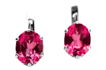 Silver 925 Russian style ruby earrings vec003s Vintage Russian Soviet style