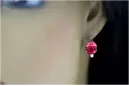 Argent 925 Boucles d'oreilles en rubis russe vec003s Vintage