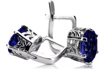 Silver 925 Russian style sapphire earrings vec003s Vintage Russian Soviet style