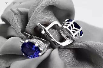 Silver 925 Russian style sapphire earrings vec003s Vintage Russian Soviet style