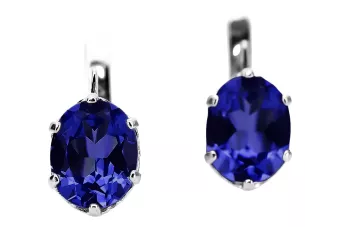 Plata 925 Pendientes de zafiro de estilo ruso vec003s Vintage