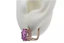 Silver rose gold plated 925 amethyst earrings vec003rp Vintage Russian Soviet style