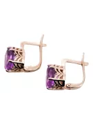 Silver rose gold plated 925 amethyst earrings vec003rp Vintage Russian Soviet style