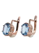 Boucles d'oreilles en or rose argenté 925 aquamarine vec003rp Vintage