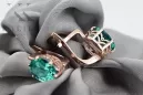 Silver rose gold plated 925 emerald earrings vec003rp Vintage Russian Soviet style