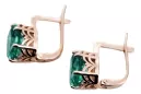Silver rose gold plated 925 emerald earrings vec003rp Vintage Russian Soviet style