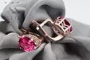 Silver rose gold plated 925 ruby earrings vec003rp Vintage Russian Soviet style