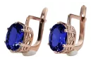 Silver rose gold plated 925 sapphire earrings vec003rp Vintage Russian Soviet style