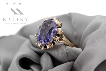 Ρωσικό Ρωσικό τριαντάφυλλο 14k 585 χρυσό αλεξανδρίτη ρουμπίνι σμαραγδιού σαπρίτη ζιρκόν δαχτυλίδι vrc189