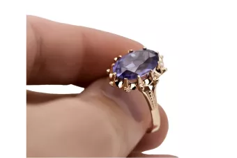 Ρωσικό Ρωσικό τριαντάφυλλο 14k 585 χρυσό αλεξανδρίτη ρουμπίνι σμαραγδιού σαπρίτη ζιρκόν δαχτυλίδι vrc189