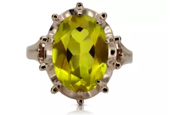 Auksinis žiedas iš raudonos rožinės 14k aukso 585 su peridotu vrc079 Vintage