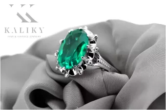 Sidabrinis rusų žiedas 925 su „Emerald VRC079S Vintage“