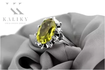 Srebrny pierścionek Rosyjski 925 z Peridotem vrc079s Vintage