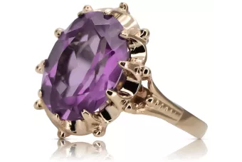 Silver 925 Rose Gold Plated Amethyst Ring vrc079rp Vintage