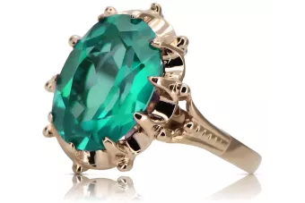 Срібло 925 Роза Золота тарілка Emerald Ring vrc079rp Вінтажний