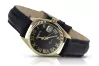 Gelbe Lady Geneve-Uhr aus 14 Karat Gold mit schwarzem Zifferblatt lw020ydbc