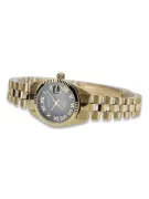 Złoty zegarek damski 14k 585 z bransoletą Geneve czarna tarcza lw020ydbc&lbw009y