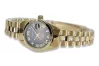 Жовтий жіночий наручний годинник із золота 14 карат 585 проби Geneve, чорний циферблат lw020ydbc&lbw009y