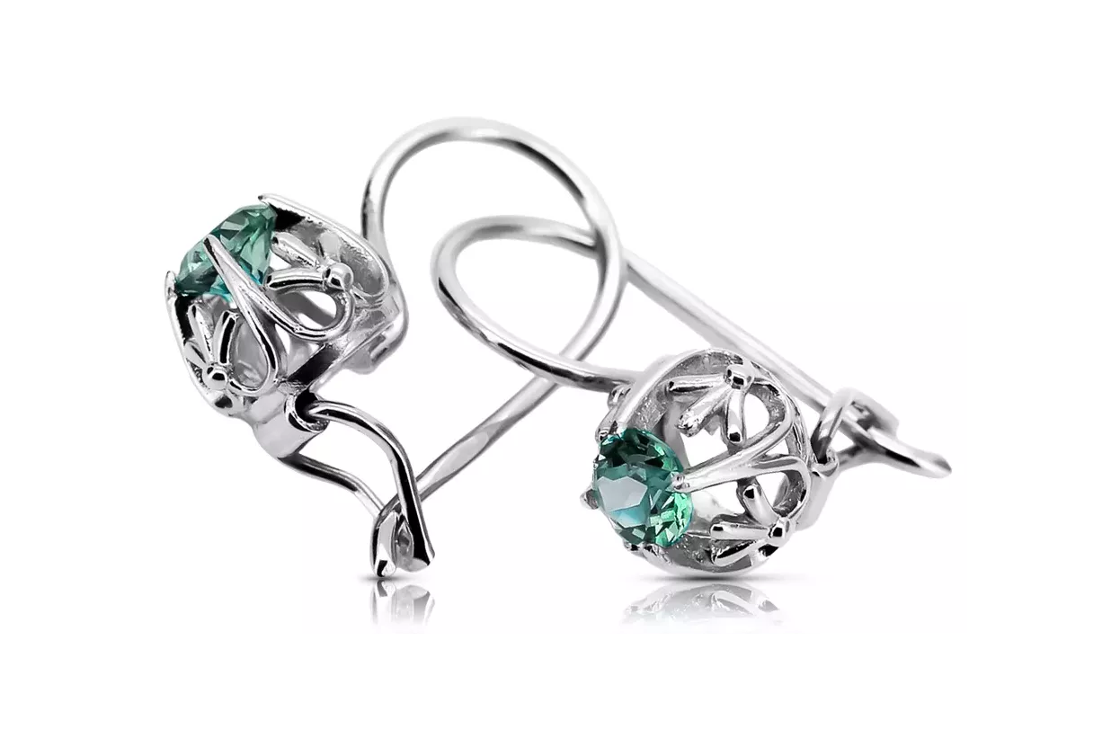 Silver 925 emerald earrings vec145s Vintage