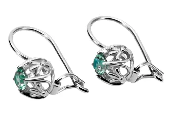 Plata 925 pendientes de esmeralda vec145s Vintage