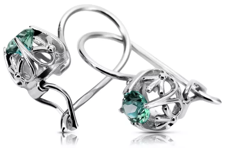 Silver 925 emerald earrings vec145s Vintage