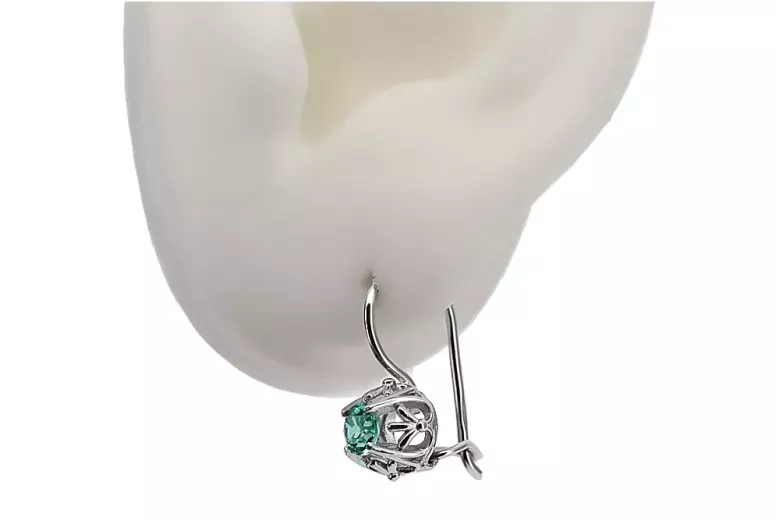Silver 925 emerald earrings vec145s Vintage