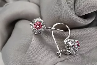 Silver 925 ruby earrings vec145s Vintage