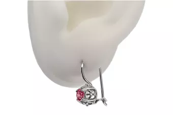 Silver 925 ruby earrings vec145s Vintage