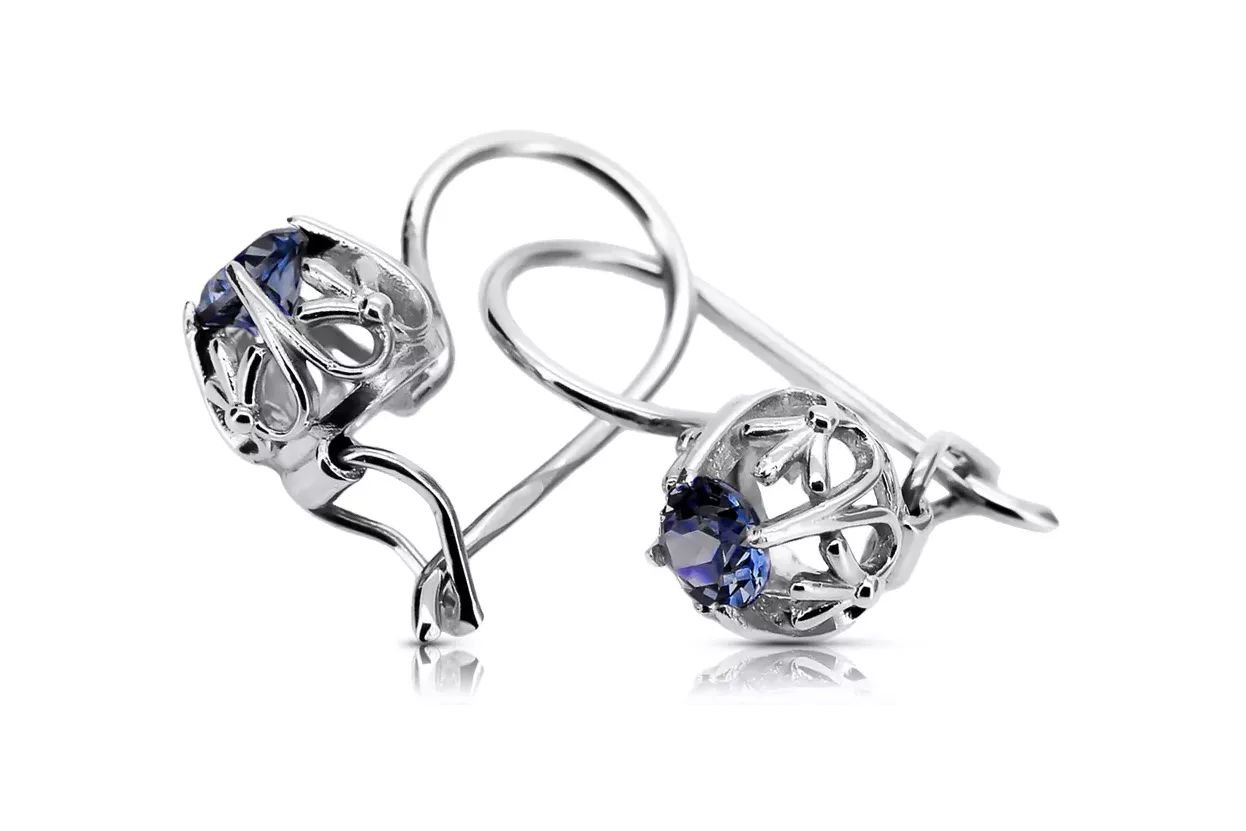 Silver 925 sapphire earrings vec145s Vintage