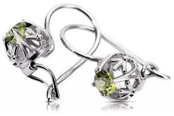 Plata 925 pendientes de peridoto vec145s Vintage