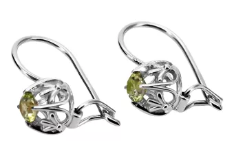 Srebrne kolczyki 925 rosyjskie z peridotem vec145s Vintage
