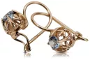 Boucles d'oreilles argent plaqué or rose 925 aigue-marine vec145rp Vintage