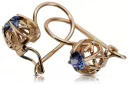 Boucles d'oreilles en or rose argentée plaqué 925 saphir vec145rp Vintage