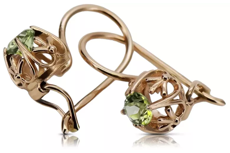 Silver rose gold plated 925 peridot earrings vec145rp Vintage
