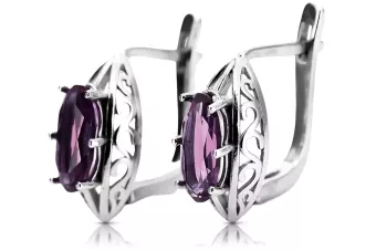 Plata 925 pendientes de amatista vec141s Vintage