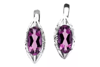 Plata 925 pendientes de amatista vec141s Vintage