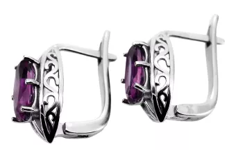 Plata 925 pendientes de amatista vec141s Vintage