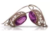 Rose pink 14k 585 gold amethyst earrings vec023 Vintage Russian Soviet style