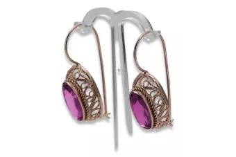 Rose rosa 14k 585 gold amethyst Ohrringe vec023 Jahr